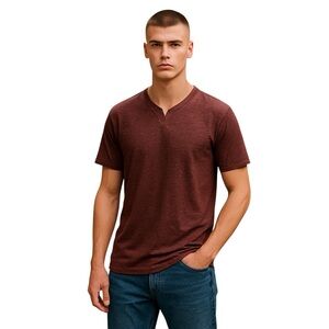 New Hawker Rye Poplar Spacedye Notch Neck Vee burgund Medium Casual Sport